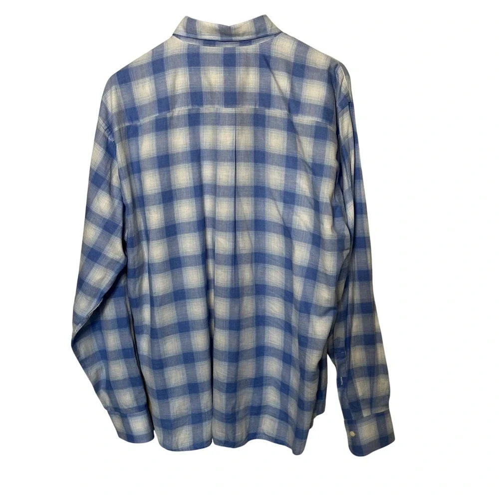Peter Millar Shirt Men's XL Blue Check Crown Cotton Long Sleeve Button Up Office